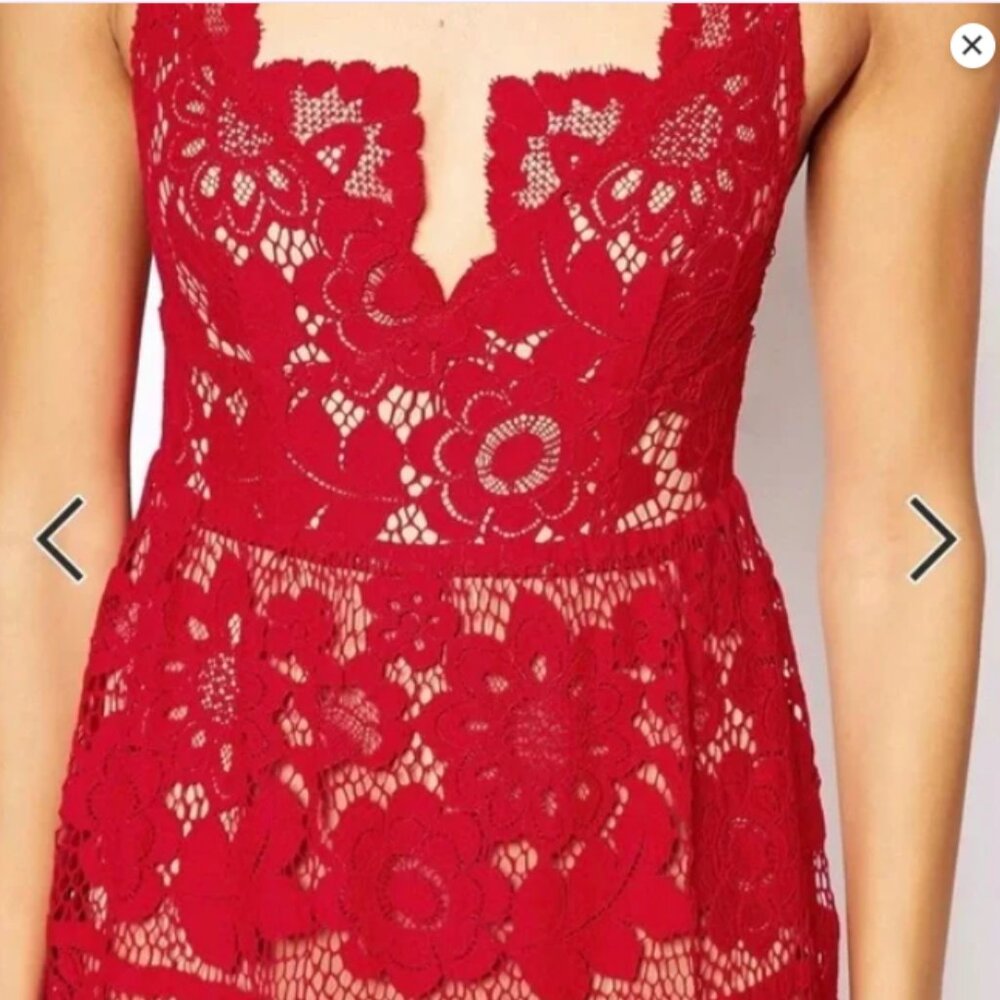 For Love and Lemons | Gianna Lace Dress Red Sz S - Picture 3 of 12
